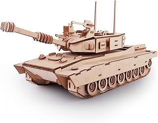 GuDoQi Wood Construction Tank Model Kit, 3D Wooden Puzzle for Adults Teens to Build, Make Your Own Woodcraft Kit, Hobbies for Adults, DIY Assembly Toy, Gifts Idea for Birthdays Father's Day Christmas