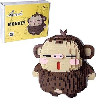 Larcele Micro Building Blocks Animal Set, DIY Mini 3D Building Toy Bricks, 2242 Pieces KLJM-07 (Monkey)