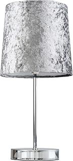 MiniSun | Modern Polished Chrome Table Lamp with a Silver Grey Velvet Shade | Table Lamps, Home Décor & Improvement Essential