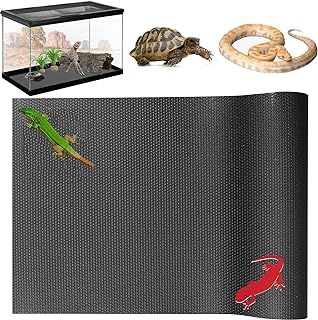 NEKOSUKI Reptile Substrate Liner Terrarium Carpet, Bearded Dragon Tank Accessories, Non-Adhesive Reptile Carpet Reptile Flooring Mat Bedding for Leopard Gecko (17.7x39.4 inch, Black)