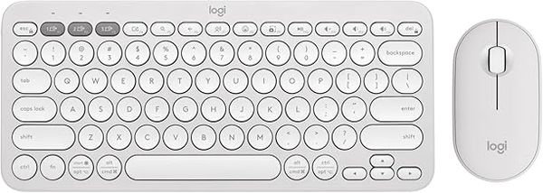 Logitech Pebble Keys 2 K380s, Multi-Device Bluetooth Wireless Keyboard + Pebble Mouse 2 M350s Slim Bluetooth Wireless Mouse, QWERTY UK - White