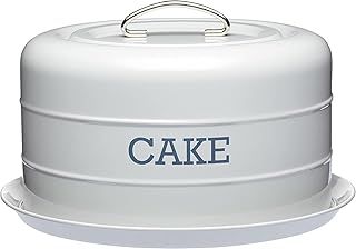 KitchenCraft Living Nostalgia LNCTGRY Airtight Cake Storage Tin / Cake Dome, 28.5 x 18 cm - French Grey