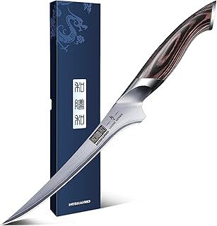 Fillet Knife 7 Inch, Super Sharp Boning Knife in High Carbon Steel, Professional Japanese Fish Knife for Meat Poultry Cutting