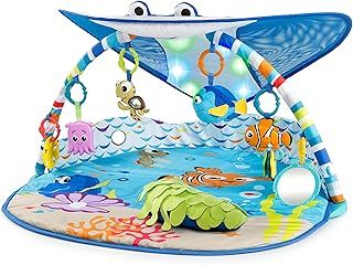 Bright Starts, Disney Baby, Finding Nemo Ocean Lights Baby Activity Gym and Play Mat with Detachable Toys, Sound and Music, Ages Newborn + (Pack of 1)