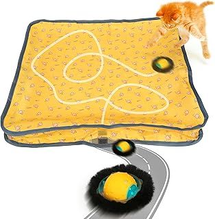 IOKHEIRA Kitten Toys for Indoor Cats -Rechargeable Silent Interactive Cat Toy, Cat Toys for Indoor Cats, Automatic Mouse Cat Ball Toy (Yellow)