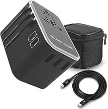 iBlockCube Travel Adapter, World's First 35W Dual Type C | 3 USB Ports with 3.5A Fast Speed Charger, & Universal AC Socket, All in One Portable Adaptor Wall Plug Compatible for 150+ Countries (Silver)