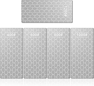Diamond Sharpening Stone, 5 Pcs Knife Sharpening Stone with Extra Fine/Coarse Plate and Non-Slip Base， 400/600/800/1000/1200 Grit