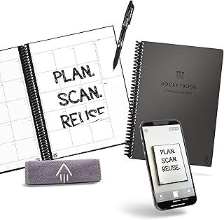 Rocketbook Smart Reusable Everyday Planner. Week, Month, Annual, To-Do List, Goal Templates. Journal and Notebook Pages. Undated Organizer, 6" x 8.8" Executive Size Letter Size with Pen and Cloth,