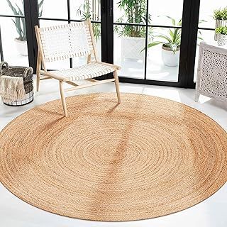 Craft Trade Round Jute Rug Hand Woven Braided 90X90 CM Home Decorative 100% Boho Round Area Rug Carpet Area Rugs Living Room Kitchen Bedroom - 36 Inch