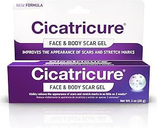Cicatricure Face & Body Scar Gel, Reduces the Appearance of Old & New Scars, Stretch Marks, Surgery, Injuries, Burns and Acne, 1 Ounce (Packaging May Vary)