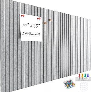Large Cork Board Alternative, 47" x 35" 12pcs Felt Wall Tiles with Safe Removable Adhesive Tabs and 50 Push Pins, Felt Cork Board for Home Office Wall Decor Tack Board