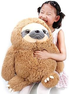 Winsterch Cuddly Stuffed Animal Sloth Toy - Large Teddy Baby Doll for Kids - Plush Sloth Gift for Birthdays (Brown, 20 inches)