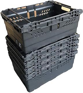 46 Litre BLACK Heavy Duty Stack Nest Bale Arm Plastic Supermarket Storage Box Swing Bar Container Crate! (5)
