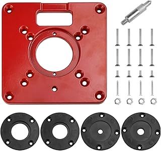 Router Table Insert Plate Aluminum Router Table Plate Trimming Machine Flip Board Router Plate with 4 Insert Rings for Woodworking Benches Router Table Plate,12 * 12cm