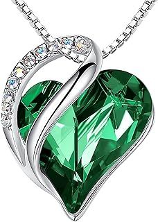 Leafael Infinity Love Heart Necklace, Birthstone Necklaces for Women with Healing Crystals, Allergy-Free Jewelry Gift for Women, Silver-Tone Pendant Necklace with Gift Box, 18+2 Inch Chain Extender