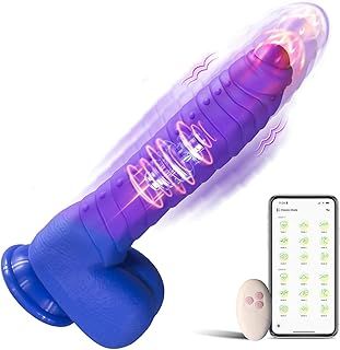 Thrusting Dildo Vibrator Sex Toys - Realistic Dildos for G Spot Anal Stimulation with 8 Thrusting & 3 Vibration & Heating Mode, Blowjob Silicone Dildo App/Remote Control Adult Toy for Women Couple