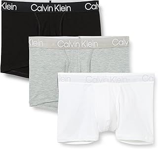 Calvin Klein Modern Structure 3 Pack Boxer Trunks, Black/Grey Heather/White