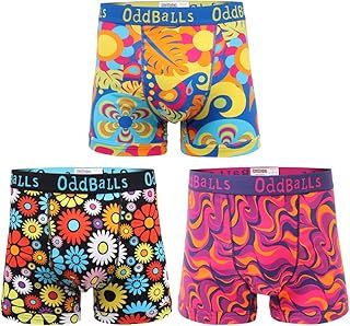 OddBalls | Mens Boxers Multipack | 3 Pack | Classic Fit | Mens Underwear | Hipster Boxer Shorts | Cotton Boxers | Elastic Waistband