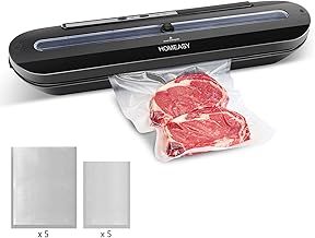 Vacuum Sealer, HOMEASY Vacuum Food Bag Sealer One-Touch Sealing for Dry Food Vacuum Sealer Machine with 10Pcs BPA-Free Seal Bags (Black)