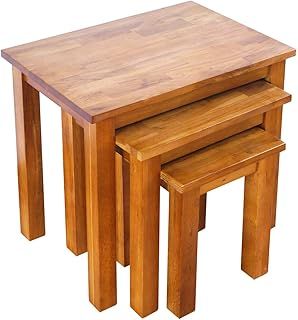 Aurotrice OAK Nest of Tables Nesting 3 Tables Coffee Table Solid Wood Side/Nesting/End/Lamp Tables