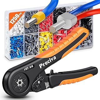 Ratcheting Device Ferrule Crimping Tool Kit,0.08-10mm²（AWG 28-7）,Preciva Crimping Tools Set,Ferrule Pliers with 1200 Wire End Ferrule Connectors