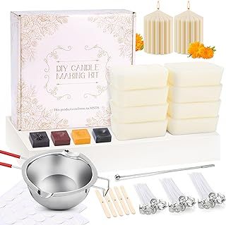 Popolic Making Candles, Candle Wicks 75 Pcs (9/12/15cm), Melting Pot, 5 Candle Wick Holders & 100 Glue Dots, Crafts Wicks for Craft Perfect for DIY Candles