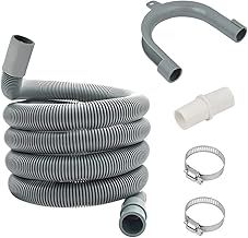 Extendable Drain Hose, TMBMLPP Drain Hose Extension Pipe, Dishwasher Hose Extender Kit, Washer Drain Hose, Washing Machine Drain Hose Clip, Washing Machine Washer Dryer Dishwasher (1.5M, 25mm), Grey