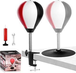 NZQXJXZ Desktop Punching Bag, Super Strong Suction Boxing Bag Speed Balls, Stress Buster with Suction Cup and Desk Clamp for Office Table and Counters, Fun Gift for Friends or Coworker