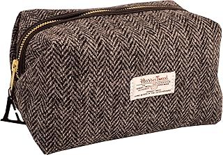Vagabond Bags Harris Tweed Herringbone Medium Boxy Holdall Bag, Black & White, 23 cm