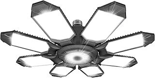 LED Garage Ceiling Light, 260W 26000LM 6500K Deformable with 8+1 Adjustable Panels Commercia Bay Lamp for E26/E27 Screw Socket,Basement,Barn,Workshop,Attic (1 Pack)