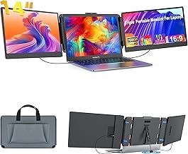 Kwumsy Laptop Screen Extender Monitor, 14'' Triple Portable Monitor Laptop Monitor Extender Dual Screen, Portable Monitor Compatible With Windows/Mac/Chrome, For 13'' -17.3'' Max Width 405mm Laptops.