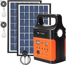 15000mAh Portable Power Station with Solar Panels,Generator with High Brigh Bulbs Charging for Phones,DC Devices,Solar Power Station for Home Emergency Outdoor Camping Fishing