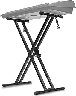 CAHAYA Adjustable Keyboard and Panio Stand Heavt Duty Double X Style Gigital Electric Paino Stand with Locking Straps for 61 76 88 Keys, Model CY0245