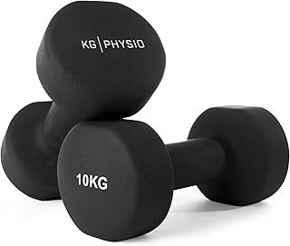 Weights Dumbbells Set Women & Men - Neoprene-Coated & Sweat-Resistant Weights Set with Anti-Roll Technology & A3 Exercise Poster, Gym Equipment for Home, 1-10 kg Dumb Bells Pair
