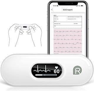 DuoEK-S Home ECG Monitor, Wireless Bluetooth Heart Monitor with Analysis Report, 0.96 inch OLED Screen, 30s - 5 mins, Heart Rate Monitor, APP for iOS/Android