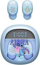 Cute Stitch Wireless Bluetooth Earbuds with LED Display - Comfortable In-Ear Earphones, Long Battery Timing