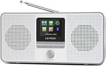 LEMEGA IR4S Stereo WIFI Internet Radio,Portable DAB/DAB+/FM Digital Radio,Spotify Connect,Bluetooth Speaker,Dual Alarms Clock,60 Presets,Headphone-Output,Batteries or Mains Powered - Grey