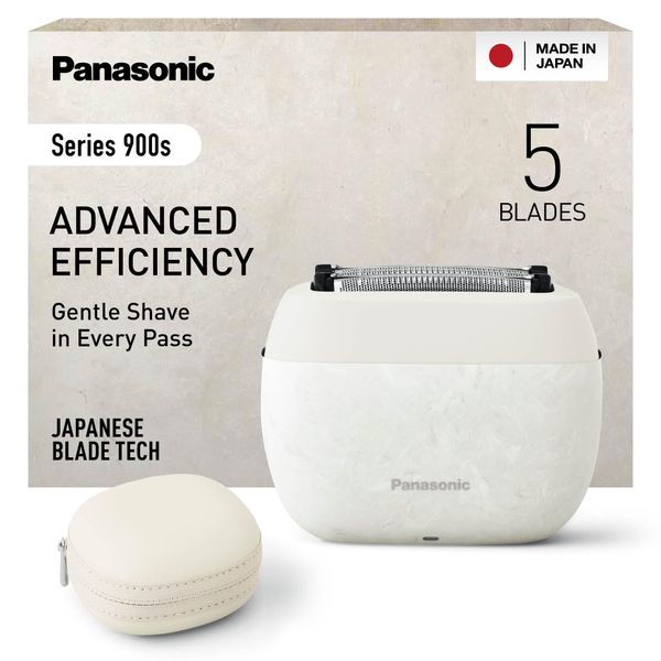 Panasonic ES-PV6B-W811 Series 900s Foil Shaver, Wet & Dry 5-Blade Electric Shaver for Men, Responsive Beard Sensor, USB-C, Carry Case, NAGORI® Marble White
