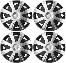UKB4C 4 x 15 Alloy Look Black & Silver Extra Deep Dish Commercial Wheel Trims Hub Caps for Vans, Motorhomes