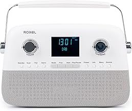 Retro D2 DAB and FM Radio – 5W Wireless BT Speaker, USB Playback, AUX, Alarm Clock, 30 Preset Stations, Portable Design, Rechargeable Battery, Telescopic Antenna, LCD Display (White)