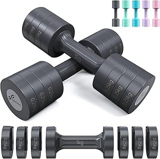 Sportneer Weights Dumbbells Set: Each 1kg/1.5kg/2kg/2.5kg, 4-in-1 Dumbbells Set Women, Weights for Women, Adjustable Dumbbell Pair for Home Gym Fitness Training