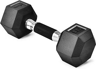 Yes4All Rubber Grip Encased Hex Dumbbells – Hand Weights With Anti-Slip 2-25 kg Single