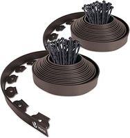 VOUNOT 20m Flexible Lawn Edging, Plastic Garden Edging Border with 60 Strong Securing Pegs, Height 5cm, Brown
