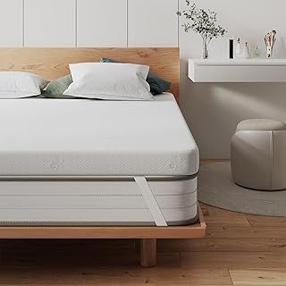 FRIDEKO 4.33 Inch Memory Foam Mattress Topper, 11cm Single Mattress Topper With High-Density Foam, Washable & Removable Zipped Cover, Pain Relief, White