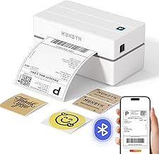 MUNBYN Shipping Label Printer Bluetooth, Postage Thermal Label Printer 4x6 for Business, Compatible with Etsy, Shopify, eBay, Amazon, Royal Mail, DHL, DPD, Evri, with 25 Labels, 130B, White