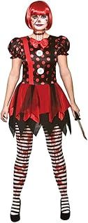Adult Female Horror ClownHalloween Fancy Dress Costume (Women: 14-16) Black, Red