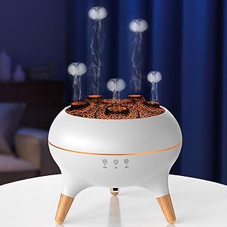 Essential Oil Diffuser for Bedroom, 250ml Jellyfish Mist Flame Aromatherapy Air Humidifier, Aroma Diffuser with 8 Colour LED Lights, Timers, Waterless Auto Shut-Off