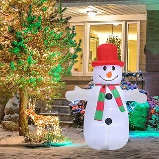 Warmiehomy 4FT/122cm Christmas Inflatables Snowman with LED Lights, Outdoor Blow Up Giant Inflatable Snowman Christmas Decorations for Indoor Outdoor House Garden