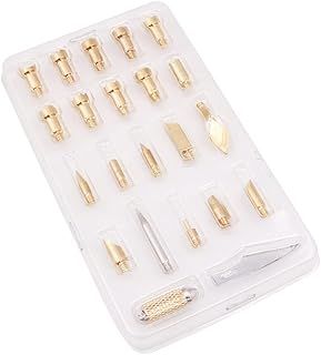 VOANZO 23PCS Wood Burning Pen Tips Stencil Set Soldering Pyrography Working Carving Embossing Carving Iron Metal Burning Pen Tips for Woodburning Tool