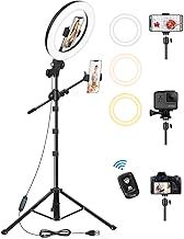 LUXSURE 10.5" Ring Light with Tripod Stand & Phone Holder, Overhead Tripod for Phone with 2 Shooting Positions, Ring Light Tripod for Video Recording/Live Streaming/Cooking